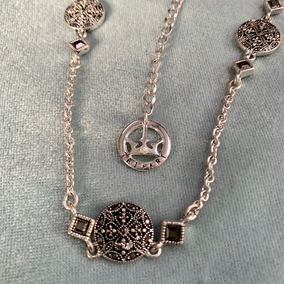 Trifari Jewelry - VTG Crown Trifari Marcasite Long Silver Chain